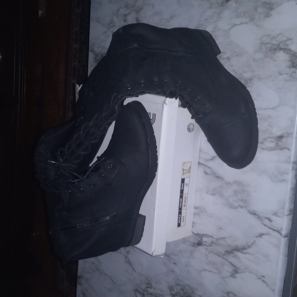 Tall lace up combat boots